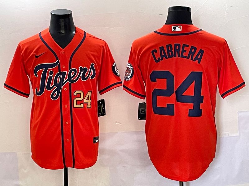 Men 2025 Detroit Tigers #24 Cabrera Orange Game Nike MLB Jersey style 4